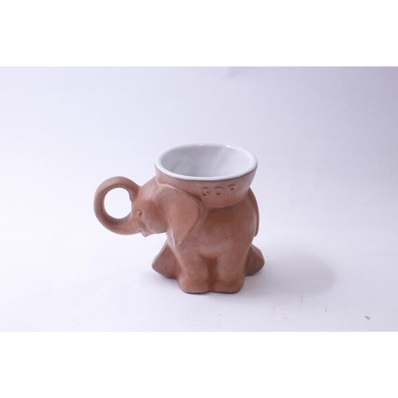 Frankoma GOP, Elephant, Message Mug, 1980, Brown, Animal Figurine, 4 inches, - Picture 2 of 4